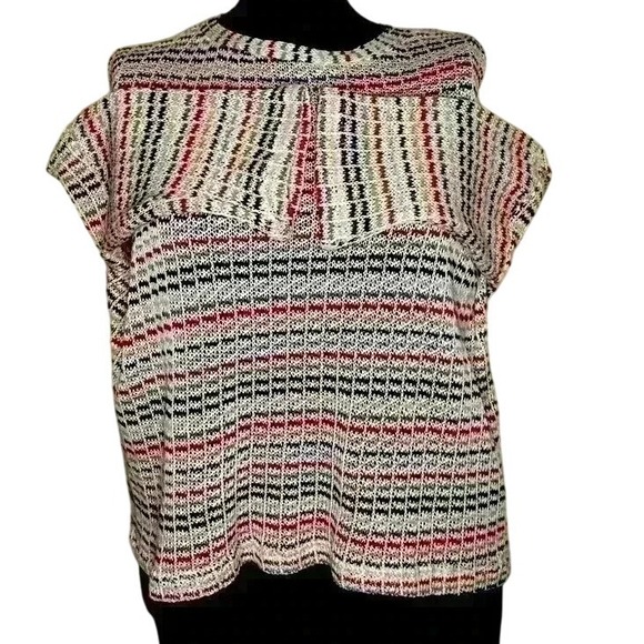 Striped Knit Sweater Top Colorful Pullover Lightweight Casual - Picture 2 of 4